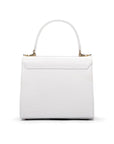 Mini leather Morgan Bag, top handle bag, white croc, back view