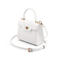 Mini leather Morgan Bag, top handle bag, white croc, side view