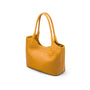 Woven leather shoulder bag, yellow, side