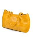 Woven leather slouchy bag, yellow, side