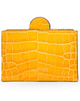 Compact leather mirror, yellow croc, back