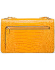 Leather chain bag, yellow croc, back view