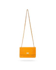 Leather chain bag, yellow croc, long shoulder strap