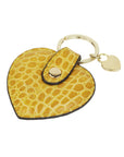 Leather heart shaped key ring, yellow croc, back