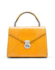 Leather top handle bag, Burnett bag, yellow croc