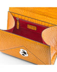 Leather top handle bag, Burnett bag, yellow croc, inside view