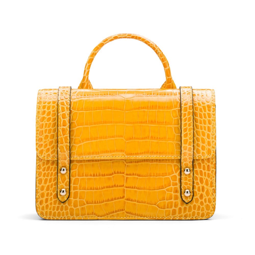 Mini top handle Harmony music bag, yellow croc, front view