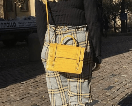 Mini top handle Harmony music bag, yellow croc, lifestyle 2