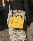 Mini top handle Harmony music bag, yellow croc, lifestyle 2