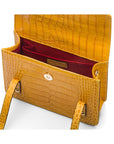 Mini top handle Harmony music bag, yellow croc, inside view