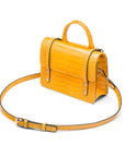 Mini top handle Harmony music bag, yellow croc, side view