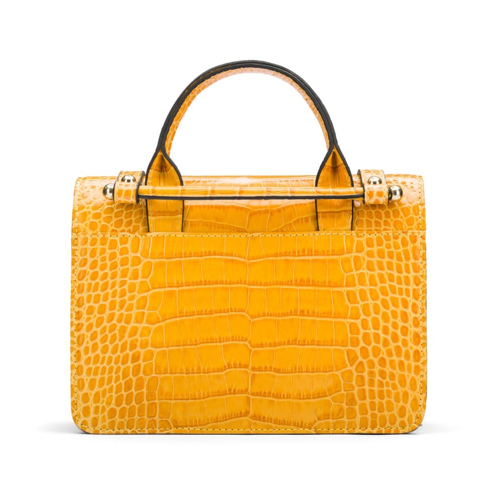 Mini top handle Harmony music bag, yellow croc, back view