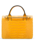 Mini top handle Harmony music bag, yellow croc, back view