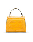 Mini Burnett small top handle bag, yellow croc, back view