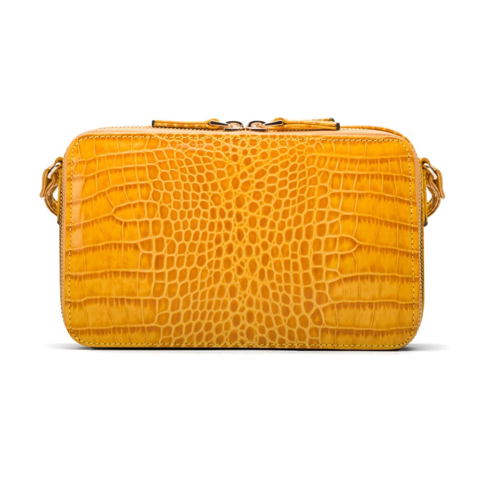 Compact crossbody bag, yellow croc, back