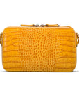 Compact crossbody bag, yellow croc, back