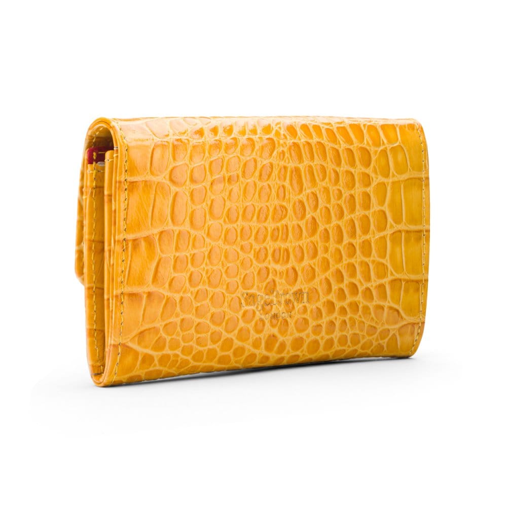Small leather concertina purse, yellow croc, back