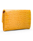 Small leather concertina purse, yellow croc, back