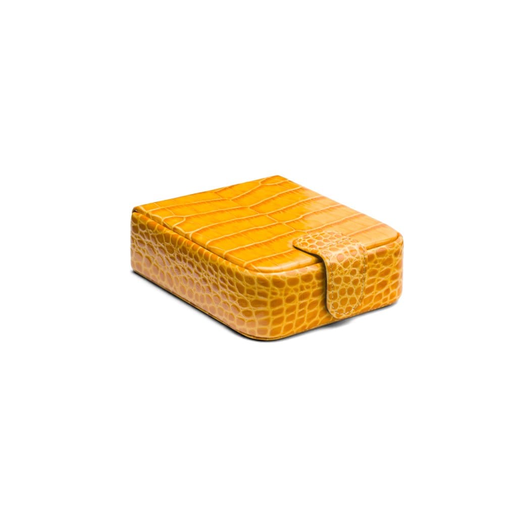 Leather accessory box, yellow croc, front