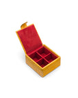 Leather jewellery box, yellow croc, inside