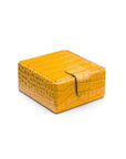 Leather jewellery box, yellow croc, front