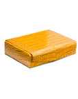 Luxury leather jewellery box, yellow croc, front