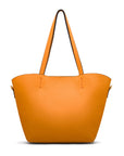 Leather tote bag, yellow, front view