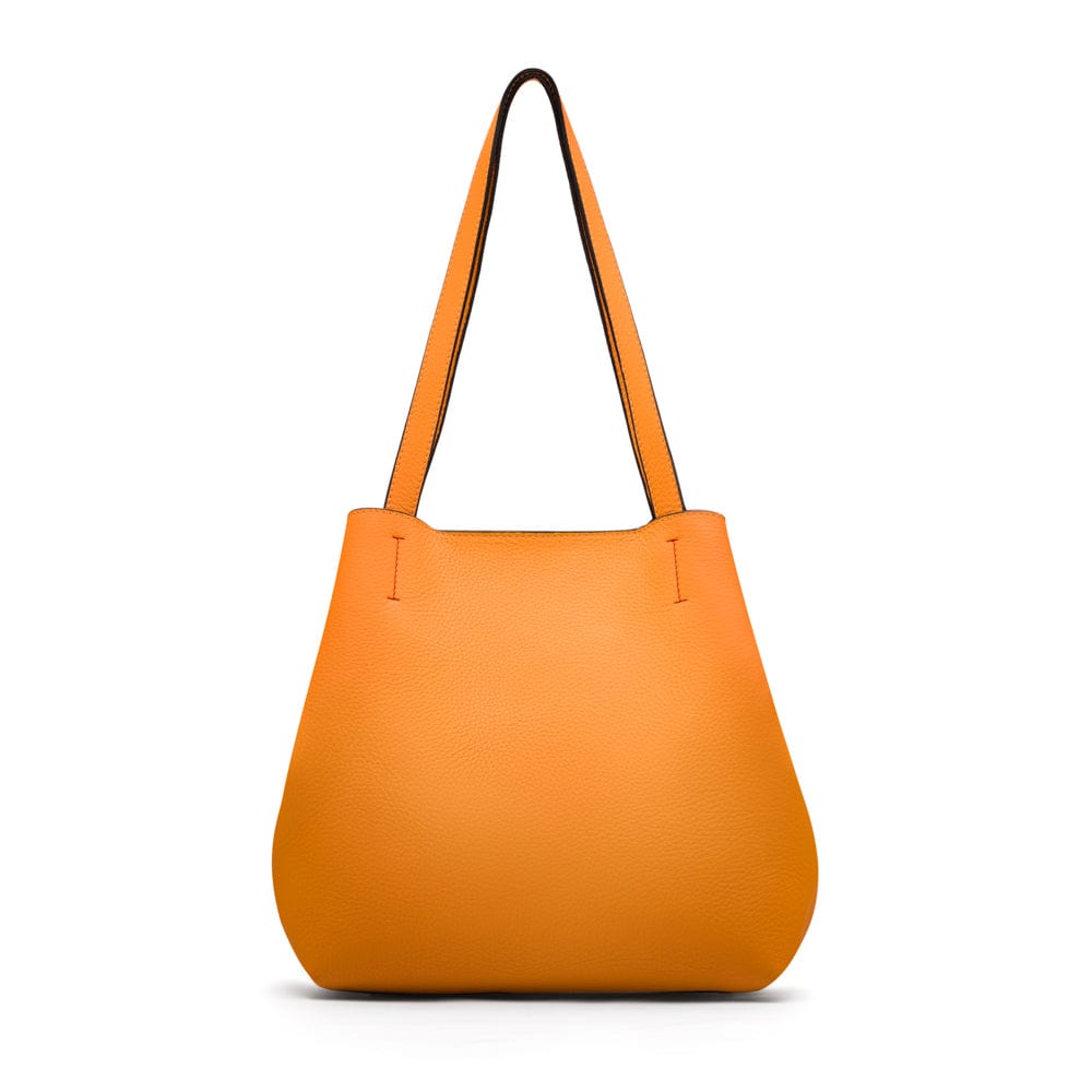 Leather tote bag, yellow, front view 2