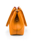 Leather tote bag, yellow, side view 2