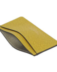 Yellow Saffiano Flat Leather Credit Card Case With RFID Blocking Lining