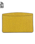 RFID Flat Leather Card Holder, yellow saffiano, front view