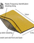 RFID Flat Leather Card Holder, yellow saffiano, features