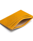 Flat leather credit card wallet 4 CC, yellow saffiano, inside