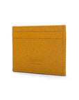 Flat leather credit card wallet 4 CC, yellow saffiano, back