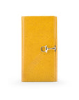 Yellow Ladies Tall Leather Purse With Brass Clasp 8 CC