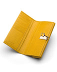 Yellow Ladies Tall Leather Purse With Brass Clasp 8 CC