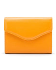 Large leather purse with 15 CC, yellow, front