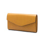 Leather accordion clutch purse with 12 card slots, yellow saffiano, front