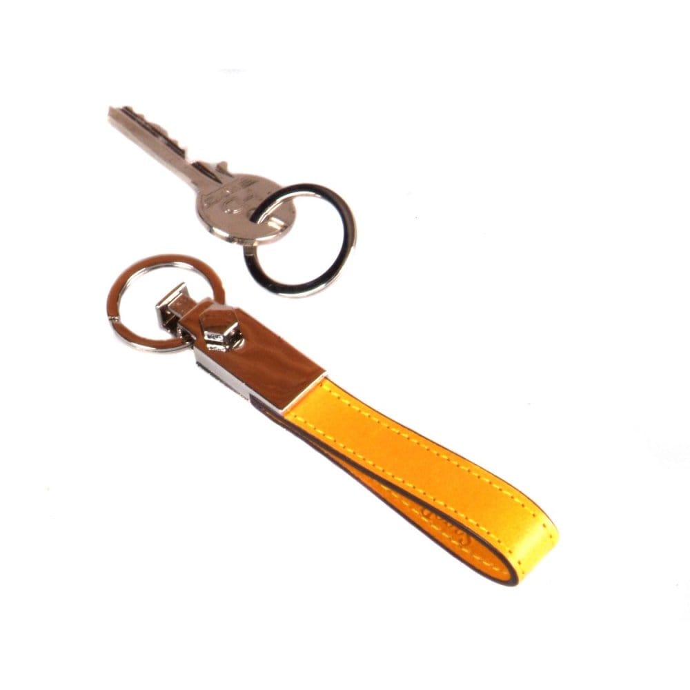 Leather detachable key ring, yellow