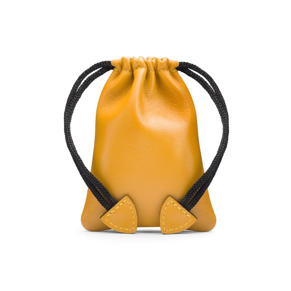 Yellow Leather Drawstring Coin Pouch