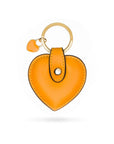 Leather heart shaped key ring, yellow, front