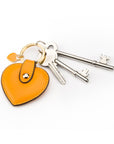 Leather heart shaped key ring, yellow