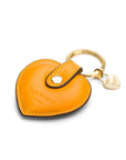 Leather heart shaped key ring, yellow, back