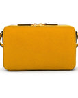 Small leather shoulder bag, yellow saffiano, back view