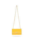 Leather chain bag, yellow patent, long chain strap