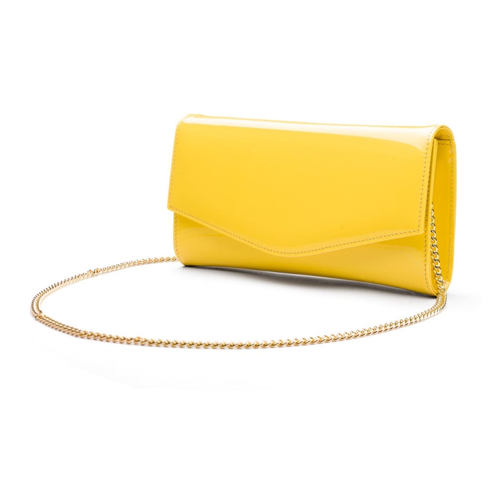 Yellow patent cheap clutch bag