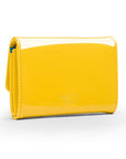 Small leather concertina purse, yellow patent, back