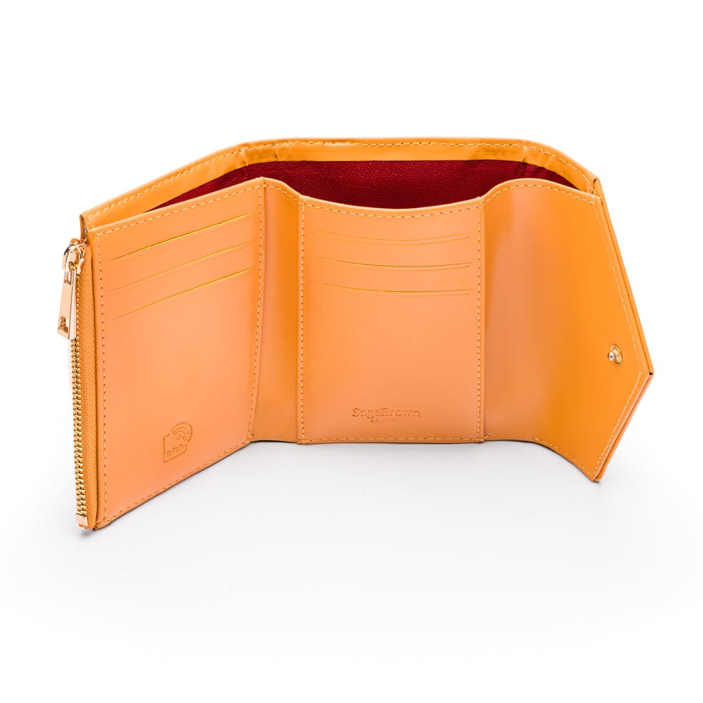 RFID blocking leather envelope purse, yellow, inside