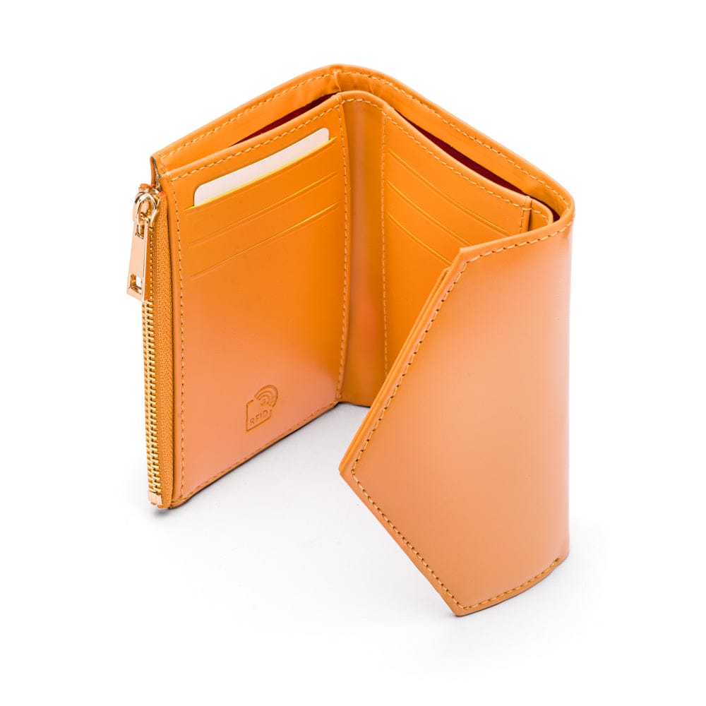 RFID blocking leather envelope purse, yellow, interior