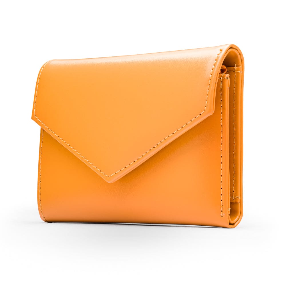 RFID blocking leather envelope purse, yellow, side